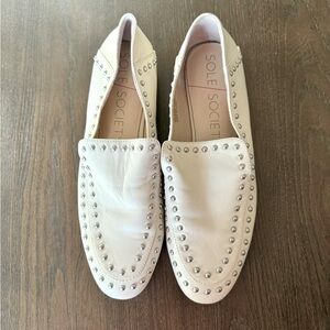 Sole Society So-Talbia cream leather studded loafers